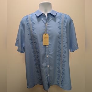 Sky Blue Patterned Casual Button Down Shirt